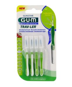 GUM Brossette Interdentaire Travler 1,1 mm 1414 nettoie efficacement les espaces interdentaires, élimine la plaque dentaire et protège les gencives. Pack de 4 brossettes.