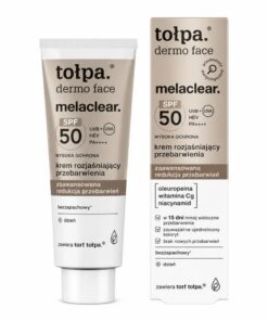 TOLPA Melaclear Crème de Jour Anti-Taches SPF50 est un soin quotidien conçu pour corriger les taches pigmentaires tout en offrant une très haute protection solaire contre les rayons UVA, UVB et la lumière HEV. Sa formule aide à réduire visiblement l'apparence des taches existantes, à prévenir l'apparition de nouvelles hyperpigmentations et à unifier le teint.