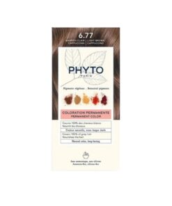 PHYTO Phytocolor 6.77 Marron Clair Cappuccino offre une coloration permanente sans ammoniaque aux pigments végétaux. Couvre 100 % des cheveux blancs pour une couleur intense, lumineuse et durable