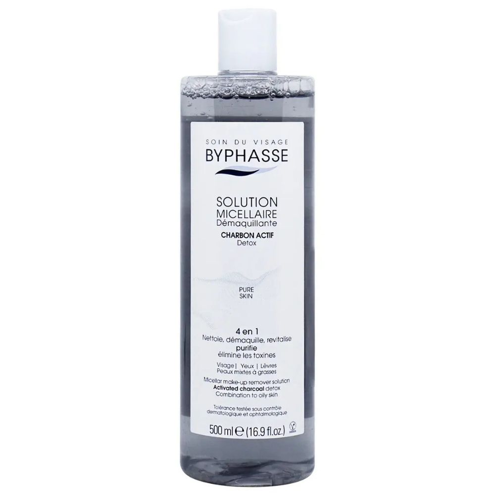 BYPHASSE Solution Micellaire Demaquillante 4 En 1 Au Charbon Actif 500ml