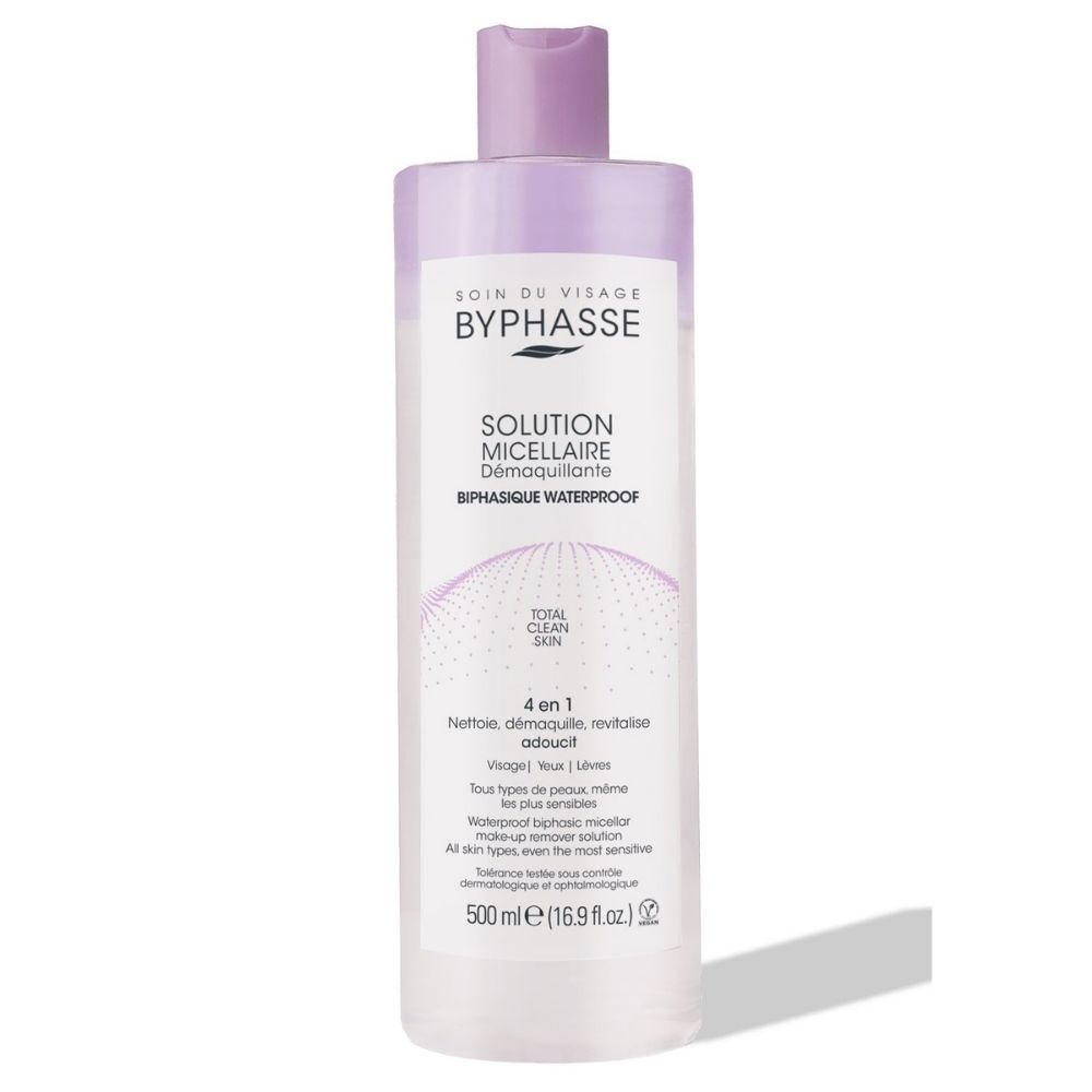 BYPHASSE Solution Micellaire Demaquillante 4 en 1 Biphasique Waterproof 500ml